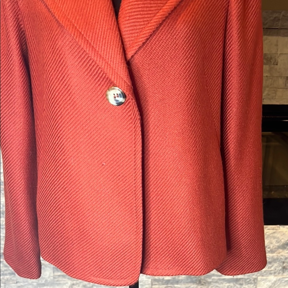 Talbots Single Button Wool Blend Blazer Red Orang… - image 4